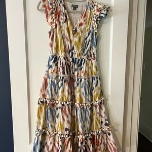 J. Crew Point Sur Flutter Sleeve Pom Dress Sz 2